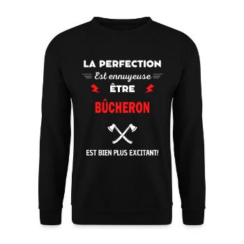 La perfection est ennuyeuse excitant! bûcheron - Sweat-shirt Unisexe - noir - Devant - Alina (178cm) & Michal (187cm)