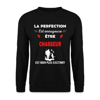 La perfection est ennuyeuse excitant! chasseur - Sweat-shirt Unisexe - noir - Devant - Alina (178cm) & Michal (187cm)
