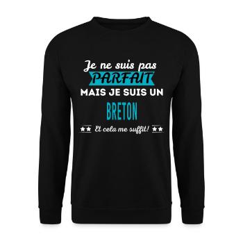 Je ne suis pas parfait BRETON - Sweat-shirt Unisexe - noir - Devant - Alina (178cm) & Michal (187cm)