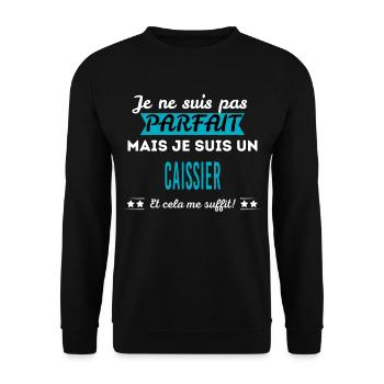 Je ne suis pas parfait CAISSIER - Sweat-shirt Unisexe - noir - Devant - Alina (178cm) & Michal (187cm)