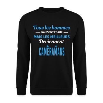 tous les hommes naissent égaux Caméramans - Sweat-shirt Unisexe - noir - Devant - Alina (178cm) & Michal (187cm)