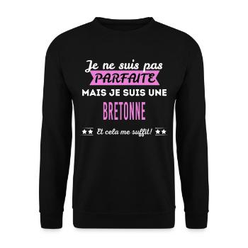 Je ne suis pas parfaite Bretonne - Sweat-shirt Unisexe - noir - Devant - Alina (178cm) & Michal (187cm)