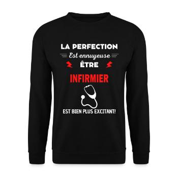 La perfection est ennuyeuse excitant! infirmier - Sweat-shirt Unisexe - noir - Devant - Alina (178cm) & Michal (187cm)