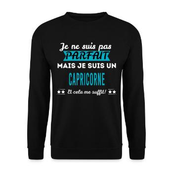 Je ne suis pas parfait CAPRICORNE - Sweat-shirt Unisexe - noir - Devant - Alina (178cm) & Michal (187cm)
