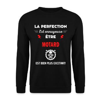 La perfection est ennuyeuse excitant! motard - Sweat-shirt Unisexe - noir - Devant - Alina (178cm) & Michal (187cm)