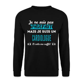 Je ne suis pas parfait CARDIOLOGUE - Sweat-shirt Unisexe - noir - Devant - Alina (178cm) & Michal (187cm)