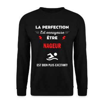 La perfection est ennuyeuse excitant! NAGEUR - Sweat-shirt Unisexe - noir - Devant - Alina (178cm) & Michal (187cm)