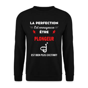 La perfection est ennuyeuse excitant! Plongeur - Sweat-shirt Unisexe - noir - Devant - Alina (178cm) & Michal (187cm)