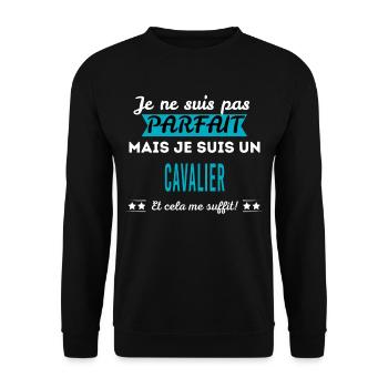 Je ne suis pas parfait CAVALIER - Sweat-shirt Unisexe - noir - Devant - Alina (178cm) & Michal (187cm)