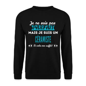 Je ne suis pas parfait CÉRAMISTE - Sweat-shirt Unisexe - noir - Devant - Alina (178cm) & Michal (187cm)