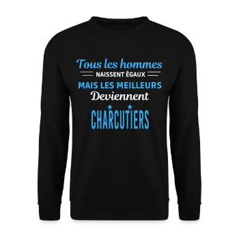 tous les hommes naissent égaux Charcutiers - Sweat-shirt Unisexe - noir - Devant - Alina (178cm) & Michal (187cm)