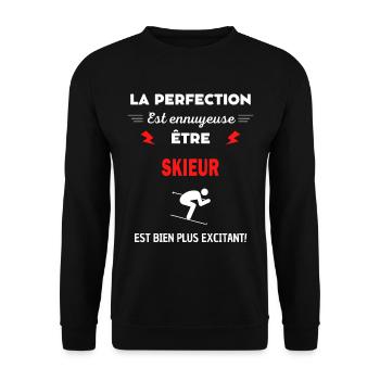 La perfection est ennuyeuse excitant! skieur - Sweat-shirt Unisexe - noir - Devant - Alina (178cm) & Michal (187cm)