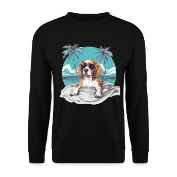 Beagle avec des lunettes de soleil sur la plage vintage - Sweat-shirt Unisexe - noir - Devant - Alina (178cm) & Michal (187cm)