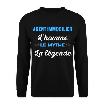 AGENT IMMOBILIER homme mythe légende - Sweat-shirt Unisexe - noir - Devant - Alina (178cm) & Michal (187cm)