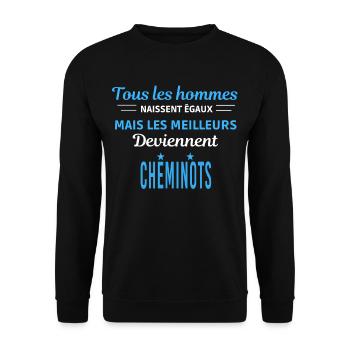 tous les hommes naissent égaux Cheminots - Sweat-shirt Unisexe - noir - Devant - Alina (178cm) & Michal (187cm)