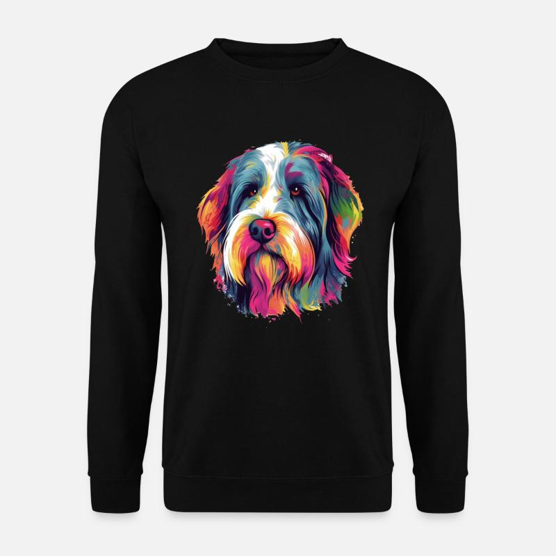 Bunter Bearded-Collie-Hund - Unisex Pullover - Schwarz