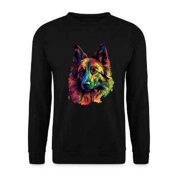 Bunter belgischer Tervuren Hund - Unisex Pullover - Schwarz - Vorne - Alina (178cm) & Michal (187cm)