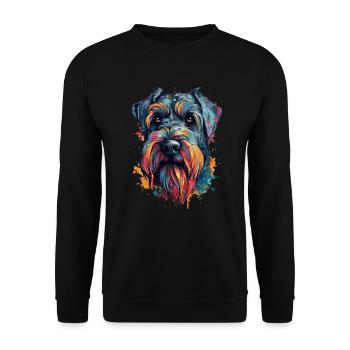 Bunter Riesenschnauzer - Unisex Pullover - Schwarz - Vorne - Alina (178cm) & Michal (187cm)