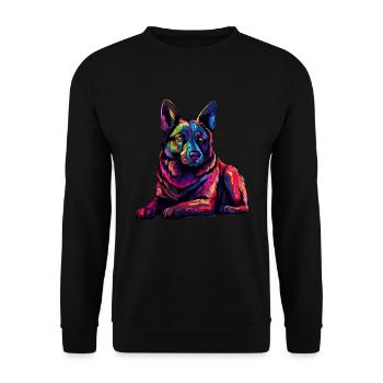 Colorful Norwegian-elkhound - Unisex Sweatshirt - black - Front - Alina (178cm) & Michal (187cm)