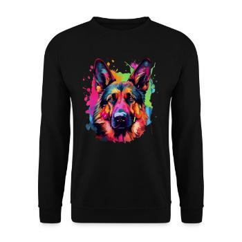 Colorful German-shepherd - Unisex Sweatshirt - black - Front - Alina (178cm) & Michal (187cm)