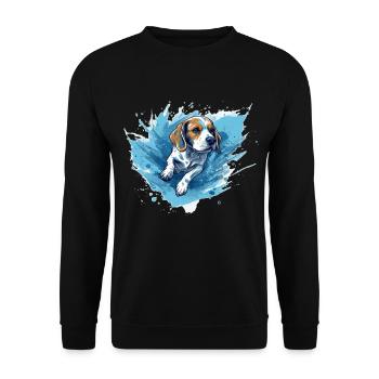 Beagle Dock-Diving into Water - Unisex Sweatshirt - black - Front - Alina (178cm) & Michal (187cm)
