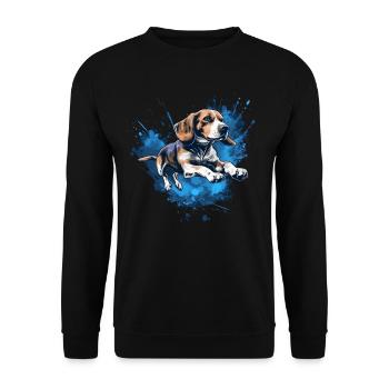 Beagle Dock-Diving into Water - Unisex Sweatshirt - black - Front - Alina (178cm) & Michal (187cm)