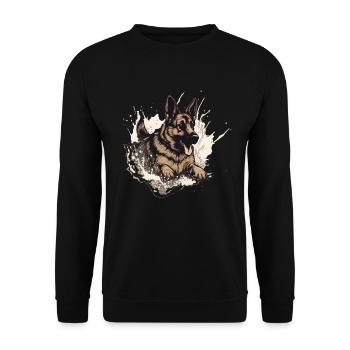 Berger allemand Dock-Plongée dans l’eau - Sweat-shirt Unisexe - noir - Devant - Alina (178cm) & Michal (187cm)