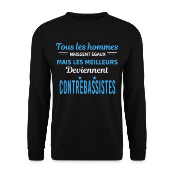 tous les hommes naissent égaux Contrebassistes - Sweat-shirt Unisexe - noir - Devant - Alina (178cm) & Michal (187cm)