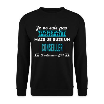 Je ne suis pas parfait CONSEILLER - Sweat-shirt Unisexe - noir - Devant - Alina (178cm) & Michal (187cm)