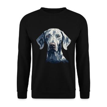 Buntes Weimaraner Kunstdesign - Unisex Pullover - Schwarz - Vorne - Alina (178cm) & Michal (187cm)