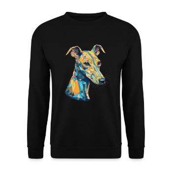 Colorful Whippet art design - Unisex Sweatshirt - black - Front - Alina (178cm) & Michal (187cm)