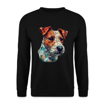 Buntes Russel-Terrier-Kunstdesign - Unisex Pullover - Schwarz - Vorne - Alina (178cm) & Michal (187cm)