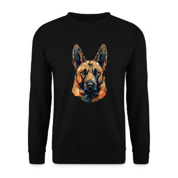 Buntes belgisches Malinois-Kunstdesign - Unisex Pullover - Schwarz - Vorne - Alina (178cm) & Michal (187cm)