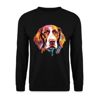 Colorful Brittany-dog art design - Unisex Sweatshirt - black - Front - Alina (178cm) & Michal (187cm)