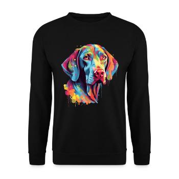 Bunter Weimaraner - Unisex Pullover - Schwarz - Vorne - Alina (178cm) & Michal (187cm)