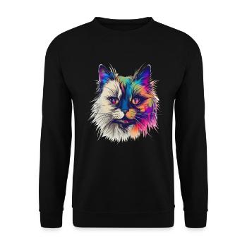 Chat Birman coloré - Sweat-shirt Unisexe - noir - Devant - Alina (178cm) & Michal (187cm)