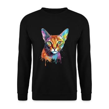 Colorful Abyssinian cat - Unisex Sweatshirt - black - Front - Alina (178cm) & Michal (187cm)