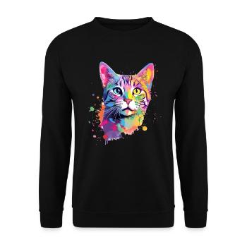Chat américain coloré à poil court - Sweat-shirt Unisexe - noir - Devant - Alina (178cm) & Michal (187cm)