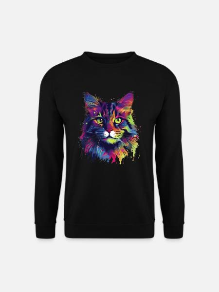 Bunte Maine-Coon-Katze - Unisex Pullover - Schwarz