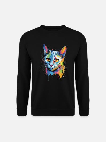 Kolorowy rosyjsko-niebieski kot - Bluza unisex - czarny