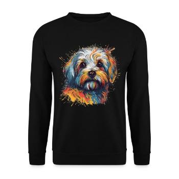 Bunter Havaneser Hund - Unisex Pullover - Schwarz - Vorne - Alina (178cm) & Michal (187cm)