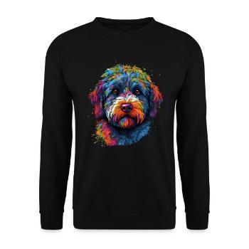 Bunter Lagotto Romagnolo - Unisex Pullover - Schwarz - Vorne - Alina (178cm) & Michal (187cm)