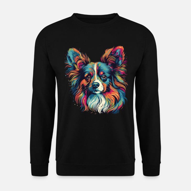 Bunter Papillon Hund Kontinentaler Zwergspaniel - Unisex Pullover - Schwarz