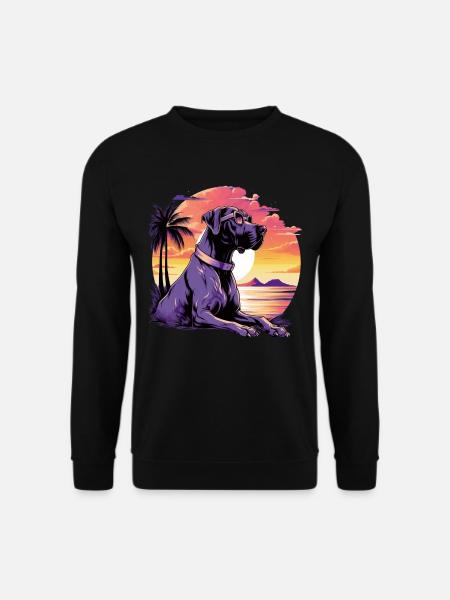 Bunte Deutsche Dogge mit Sonnenbrille - Unisex Pullover - Schwarz