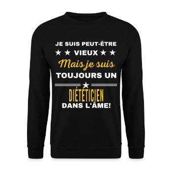 Je suis peut-être vieux DIÉTÉTICIEN - Sweat-shirt Unisexe - noir - Devant - Alina (178cm) & Michal (187cm)