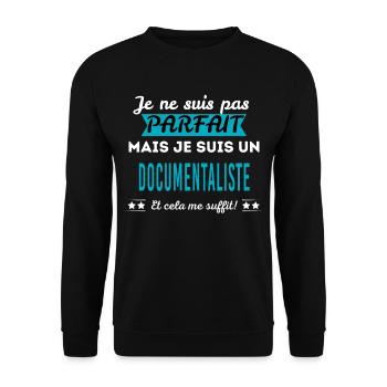 Je ne suis pas parfait DOCUMENTALISTE - Sweat-shirt Unisexe - noir - Devant - Alina (178cm) & Michal (187cm)