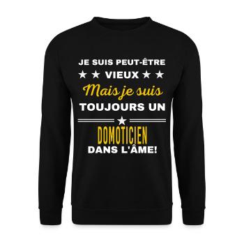 Je suis peut-être vieux DOMOTICIEN - Sweat-shirt Unisexe - noir - Devant - Alina (178cm) & Michal (187cm)