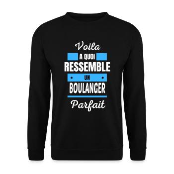 Voila a quoi ressemble un BOULANGER parfait - Sweat-shirt Unisexe - noir - Devant - Alina (178cm) & Michal (187cm)