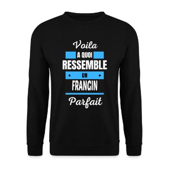 Voila a quoi ressemble un FRANGIN parfait - Sweat-shirt Unisexe - noir - Devant - Alina (178cm) & Michal (187cm)
