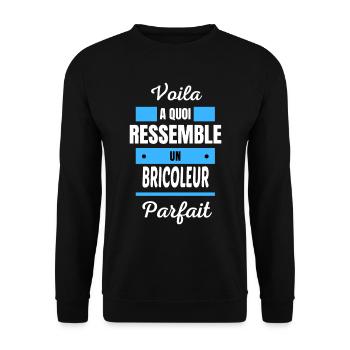 Voila a quoi ressemble un BRICOLEUR parfait - Sweat-shirt Unisexe - noir - Devant - Alina (178cm) & Michal (187cm)